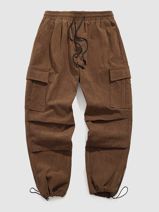 Tristan - Men's Vintage Corduroy Elastic Waist Cargo Pants